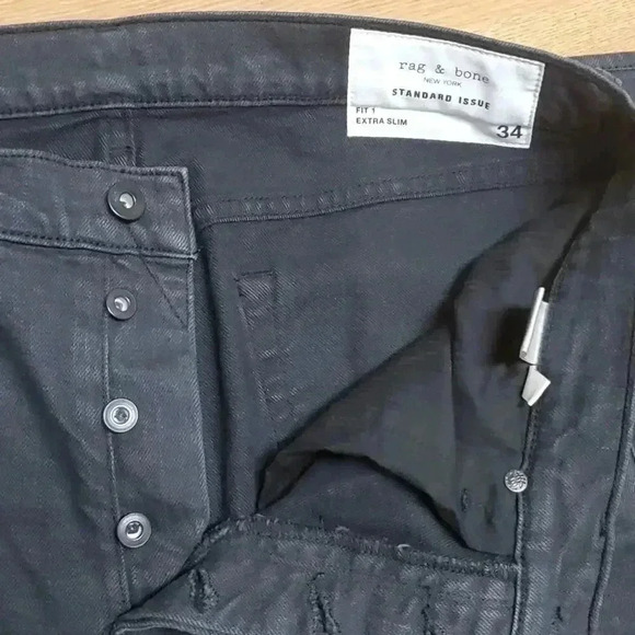 Rag & Bone Men's Standard Issue Fit 1 Slim-Skinny Knee-Rip Jeans Size 34 - Picture 5 of 12